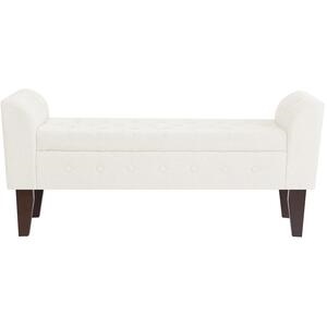 boucle chaise longue storage bench front view
