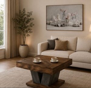 Room showing the Serenity LED Canvas by Graham And Brown