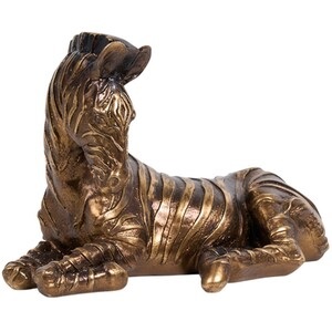 sitting zebra ornament bronze front view