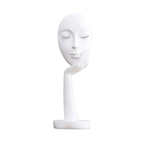 white abstract resin thinker statue meditation mask ornament