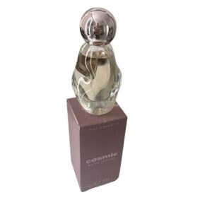 Bottle of Cosmic perfume by Kylie Jenner on top of it box