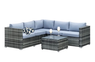 Rattan garden furniture consisting of a corner group and coffee table