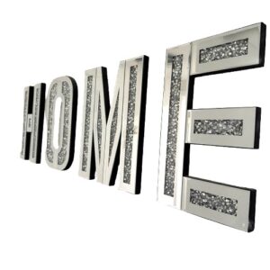 side view of the large mirrored home sign