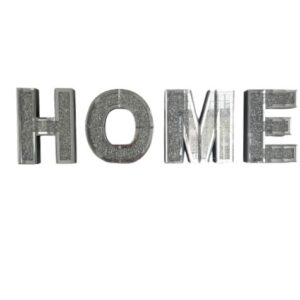 home spelt out in mirrored block letters with crystals front view of the small home sign