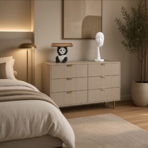 OHS ribbed chest of drawers in a bedroom