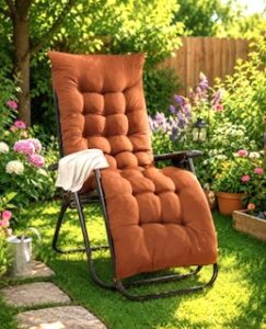 Sun lounger in the garden with a replacement cushion pad