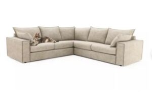 corner sofa with cat lying on it