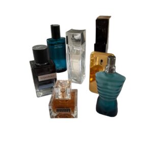 Bottles of designer aftershaves