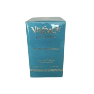 Bottle of Versace Dylan turquoise perfume in the box